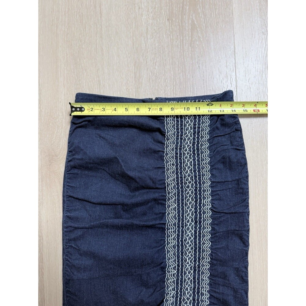 Archival Vivienne Tam Y2K Smocked Denim Skirt - Size 0 (Fits S 2) Vintage - Picture 5 of 11